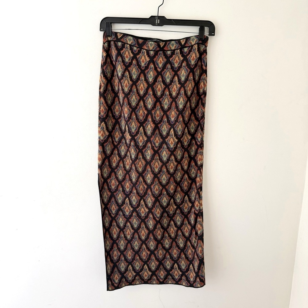 Peruvian Connection Tile Print Maxi Skirt Size M Colorful Pima Cotton‎ Peru Boho